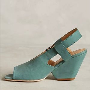 The Palatines Teal Suede Wedge Heel Shoe
